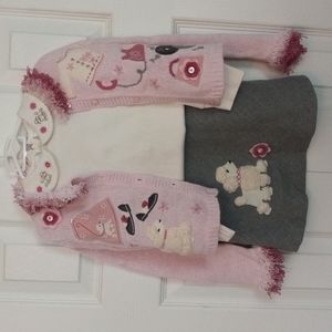 Hartstrings 3pc poodle skirt and cardigan sweater with white turtleneck